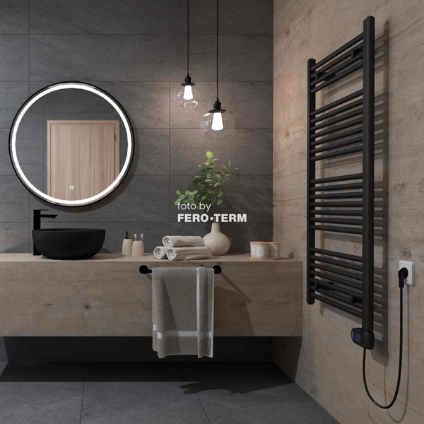 Electric bathroom radiator TermaBad R01 Black, 1200x600 mm, 500 W, black - Image 2