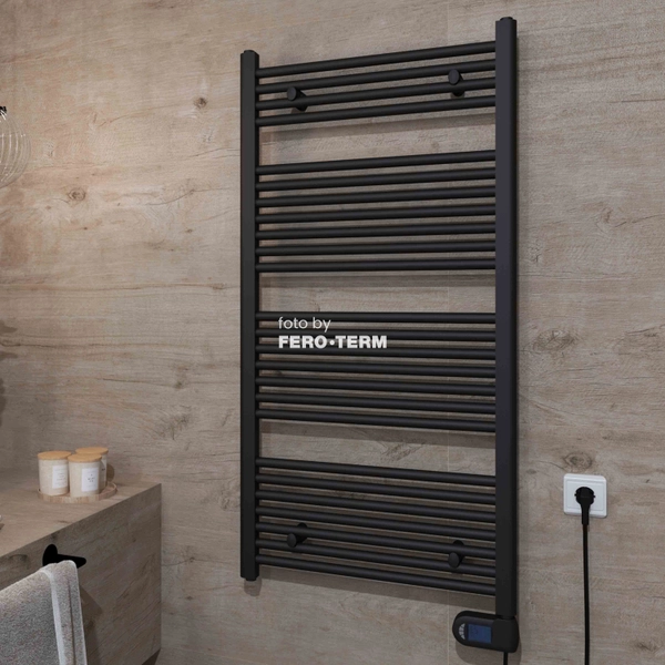 Electric bathroom radiator TermaBad R01 Black, 1200x600 mm, 500 W, black - Image 4