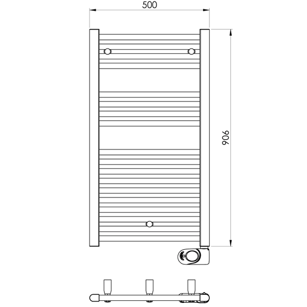 Terma Sky Black electric bathroom radiator, 906x500 mm, 500 W, black - Image 5