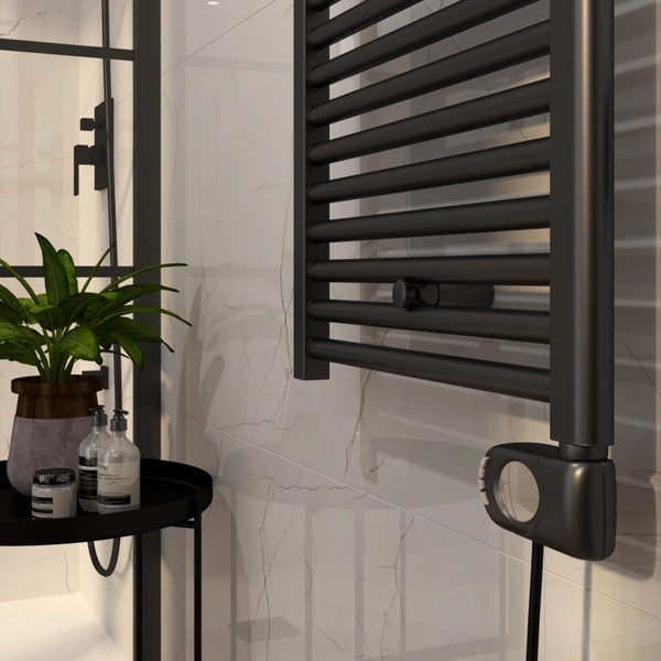 Terma Sky Black electric bathroom radiator, 906x500 mm, 500 W, black - Image 3