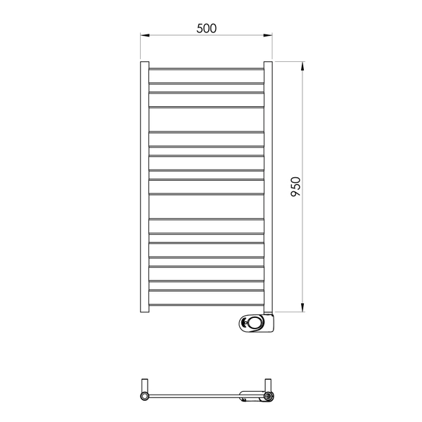 Terma Piatto Black electric bathroom radiator, 950x500 mm, 400 W, black - Image 5