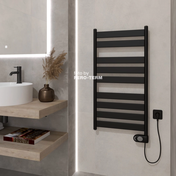 Terma Piatto Black electric bathroom radiator, 950x500 mm, 400 W, black - Image 3