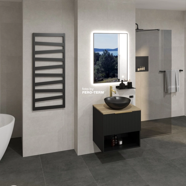Bathroom radiator Terma Burano Black, 1200x500 mm, 490 W, black - Image 6