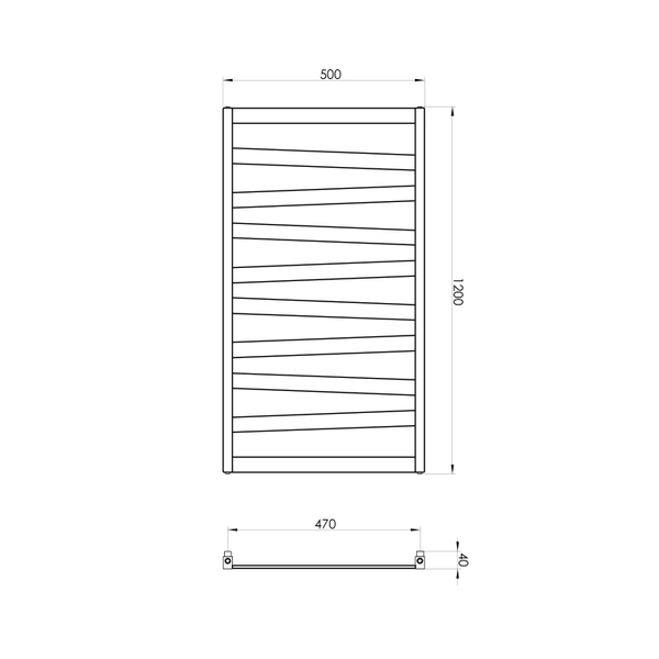 Bathroom radiator Terma Burano Black, 1200x500 mm, 490 W, black - Image 2