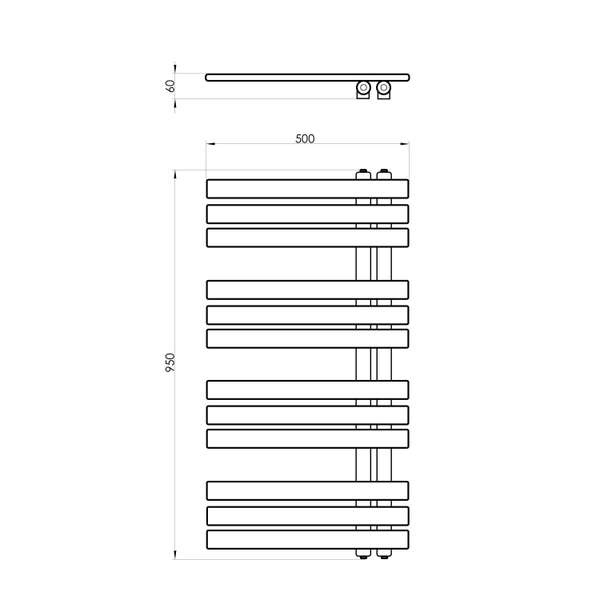 Bathroom radiator Terma Tinetto, 950x500 mm, 448 W - Image 4