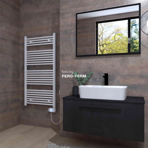 Electric bathroom radiator TermaBad R01, 1200x600 mm, 500 W, white - Image 3